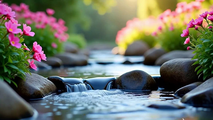 10-Hour Stream White Noise - Nighttime Riverside Nature Sounds for Sleep and Meditation