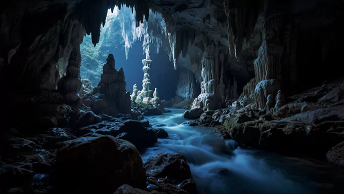 10 Hours Underground River in Cave | Natural White Noise | Subterranean Water Sounds | Sleep/Meditation/Relaxation